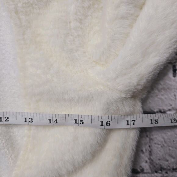 Zara Fuzzy Ivory White Tie Back Long Sleeve Crop Top Open Back New Size Large - Picture 9 of 11